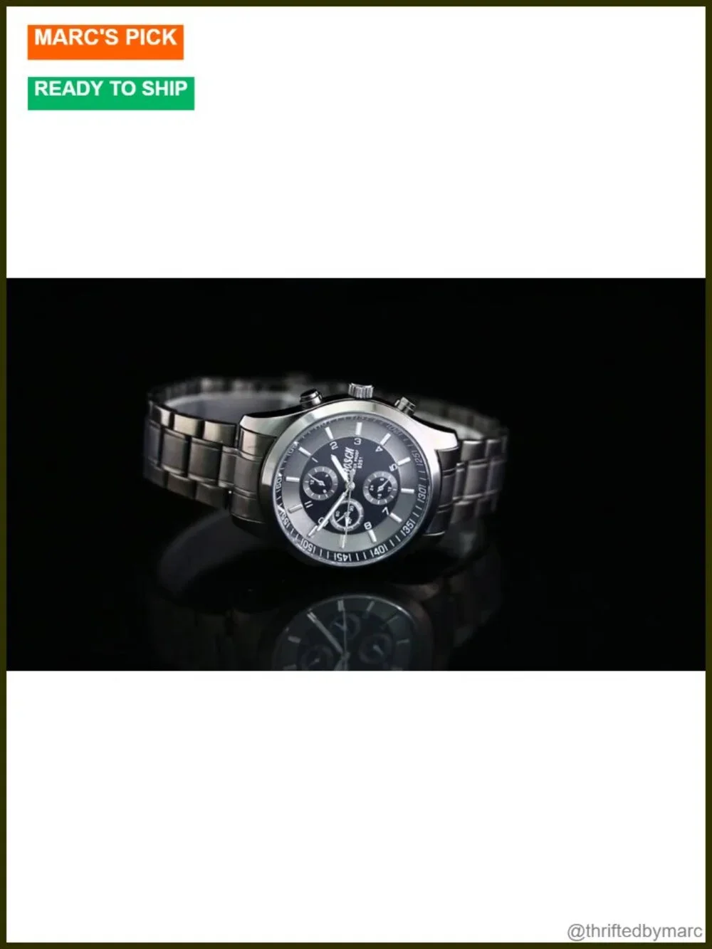 Men's 40mm Analog Watch – Auto Date & Day, Stainless Steel, Quartz Movement,